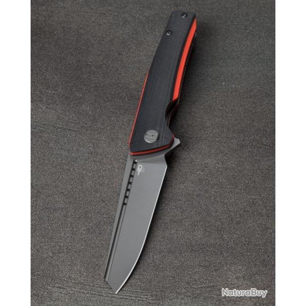 Couteau Bestech Slyther Black/Red Manche G-10 Lame Acier 14C28N IKBS Linerlock Clip BTKG51C