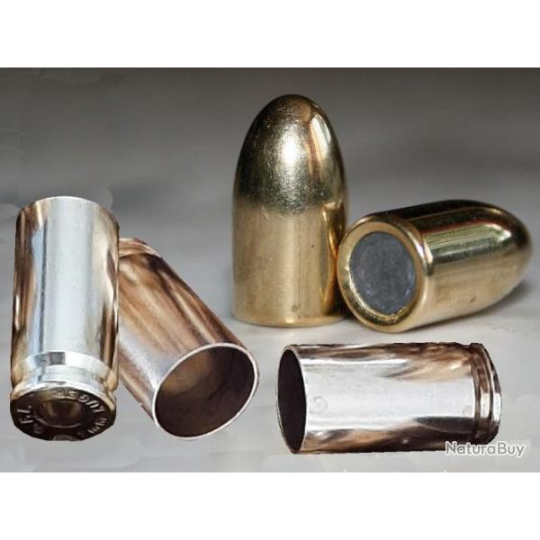 1000 OGIVES ALSA PRO CAL 9MM 124 GR FMJ  ( 2X500) + 250 Douilles 9 mm non amorc�es tir�es 1 fois