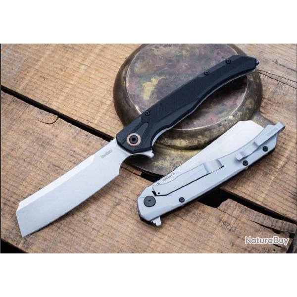 Couteau Kershaw Strata Cleaver Lame Acier D2 Manche G10/Acier KIVT Framelock Clip KS2078