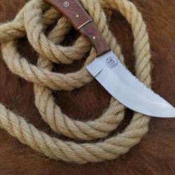 Couteau Skinner Lame Acier Inox Manche Noyer Etui Cuir