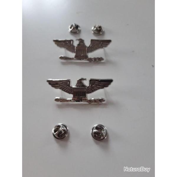 PAIRE D INSIGNES METAL DE COLONEL U.S.