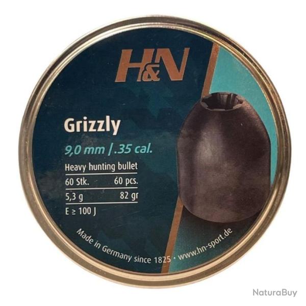 Plombs H&N grizzly cal.9mm 5.3g 82gr  par 60