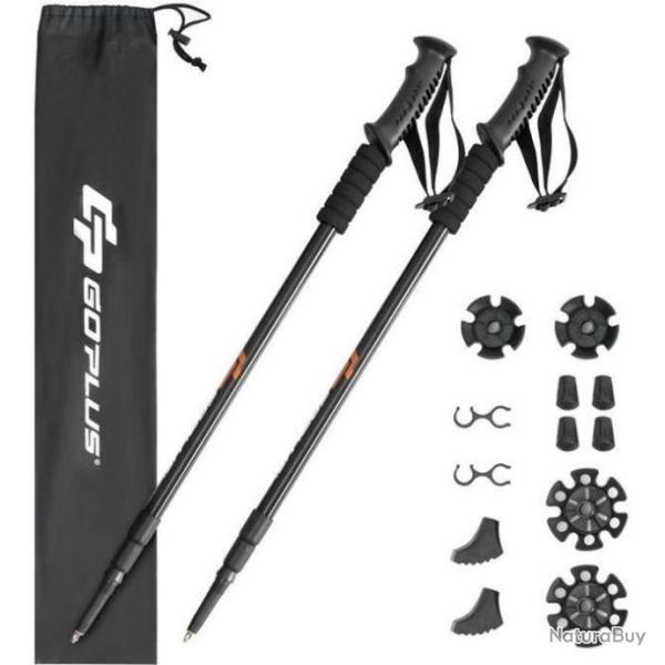 2 B�tons de Marche Randonn�e L�ger en Aluminium Longueur R�glable 65-135CM