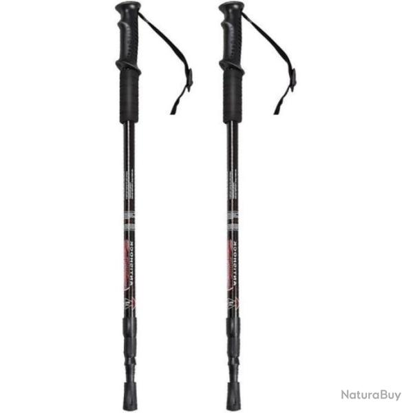 2 B�tons de Marche Randonn�e en Alliage d' Aluminium Anti-Choc Antid�rapant R�glable 65-135 cm