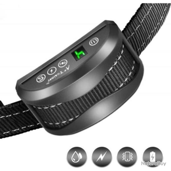 Collier Anti-aboiement Chien 3 Modes IP65 Rechargeable Sangle r�glable 19-60 cm