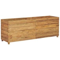 Jardini&egrave;re lit sur&eacute;lev&eacute; plantes fleurs jardin 150 x 40 x 55 cm bois de teck recycl&eacute; et acier 02_000
