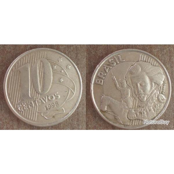 Bresil 10 Centavos 1998 Piece Reals Cruzeiros Centavo Amerique Sud