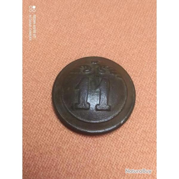 BOUTON 11 EME REGIMENT D'INFANTERIE OU DE LIGNE, SECOND EMPIRE