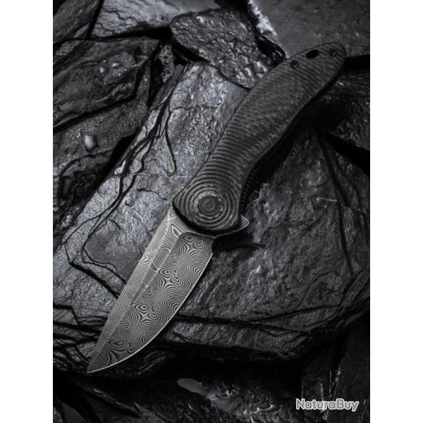 Couteau CIVIVI Synergy 3 Damas Manche G10/FCarbone IKBS Linerlock Clip C20075DDS1