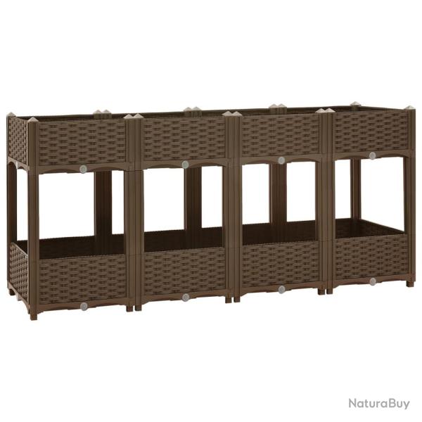Jardini�re lit sur�lev� plantes fleurs jardin 160 x 40 x 71 cm polypropyl�ne marron 02_0000922
