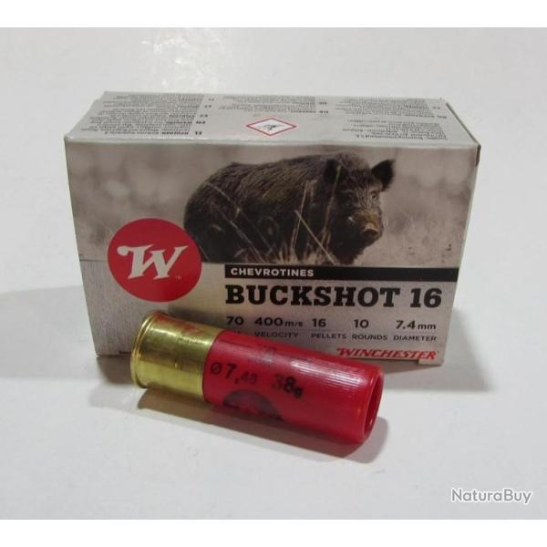 Boite 10 cartouches Winchester cal 12/70 chevrotines 16 grains