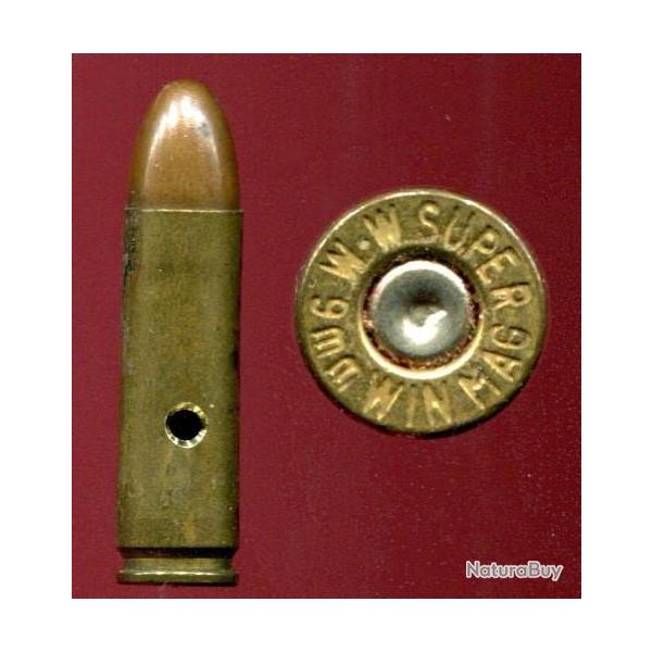 9 mm Winchester Magnum Wildey - RARE - marquage : WW SUPER 9 mm WIN MAG - tui laiton 29.5 mm