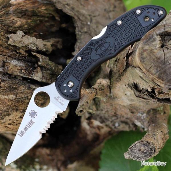 Couteau Spyderco Delica 4 Red Line Lame Acier VG10 Combo Manche FRN Lockback Clip Japan SC11FPSBKRD