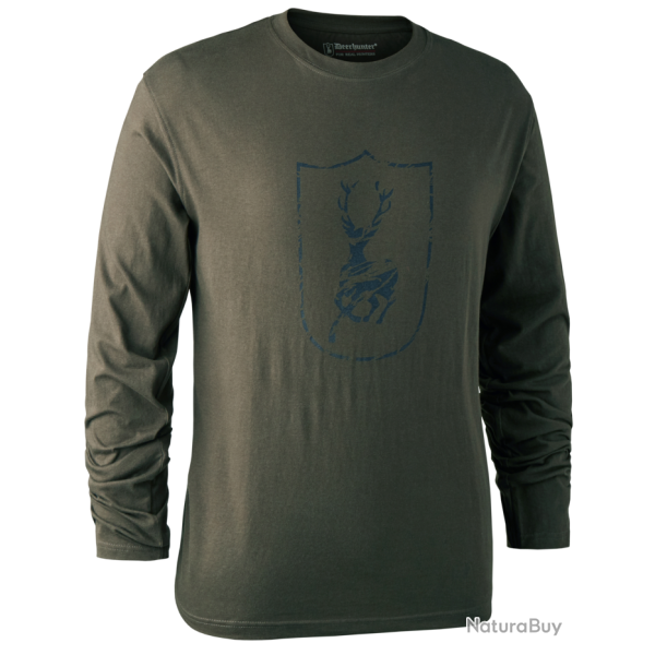 Tee shirt � manches longues Logo Cerf Kaki Deerhunter