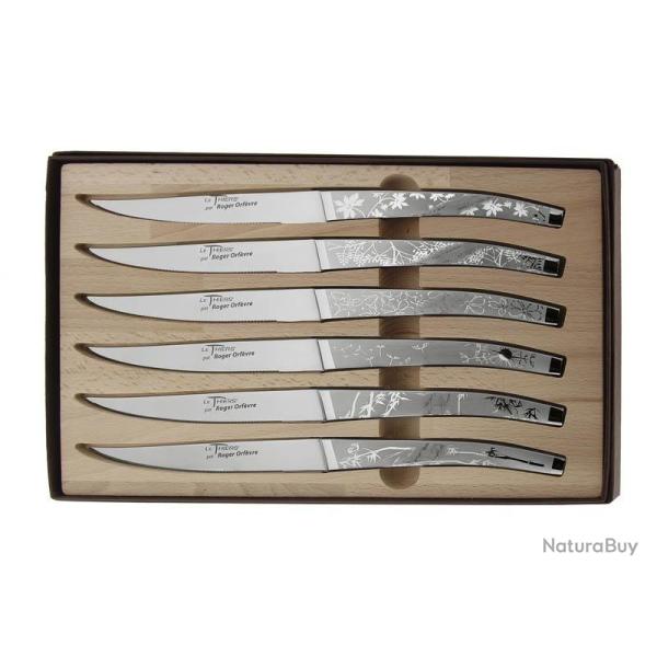 COFFRET 6 COUTEAUX LE THIERS INOX DECOR NATURA