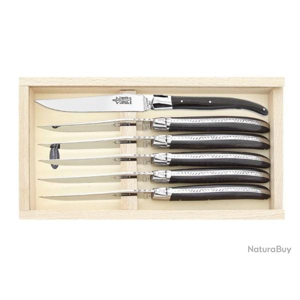 COFFRET 6 LAGUIOLE TABLE G.DAVID EBENE 23CM