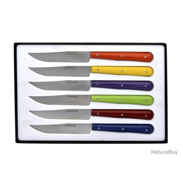 COFFRET 6 COUTEAUX TABLE NONTRON TISSU COMPRESSE