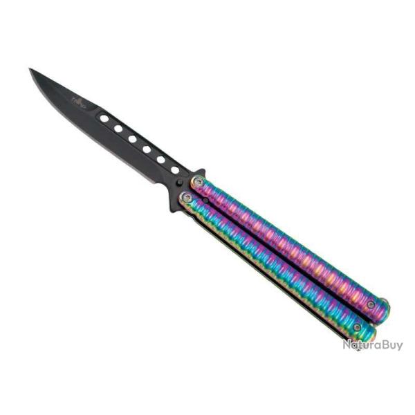 COUTEAU PAPILLON THIRD ARC-EN-CIEL 13CM INOX NOIR