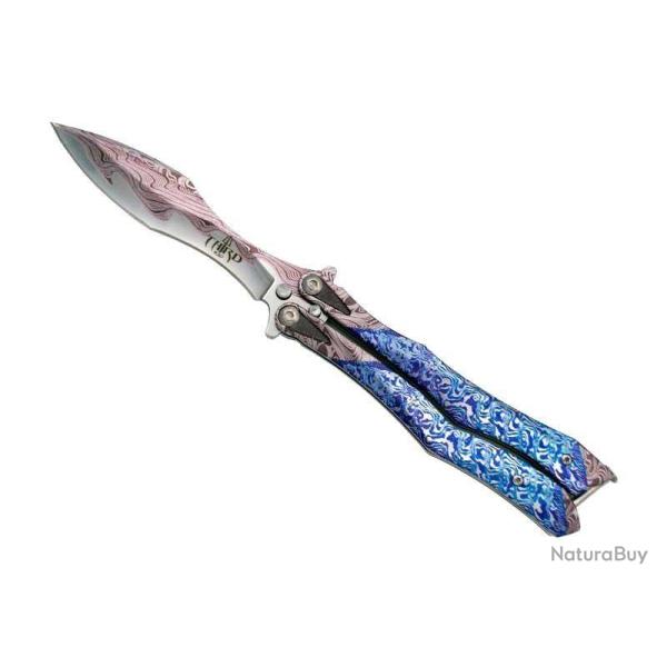 COUTEAU PAPILLON THIRD 3D MARINE 13,5CM INOX