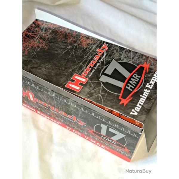 Cartouches Hornady calibre 17HMR V-MAX speciales varmint nuisibles pour carabines  17 HMR