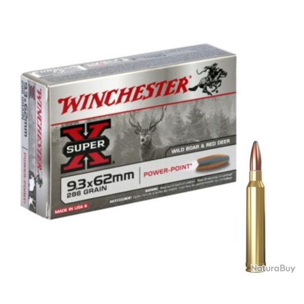 MUNITIONS WINCHESTER CALIBRE 9.3x62 POWER POINT 286gr - 18.5g x20