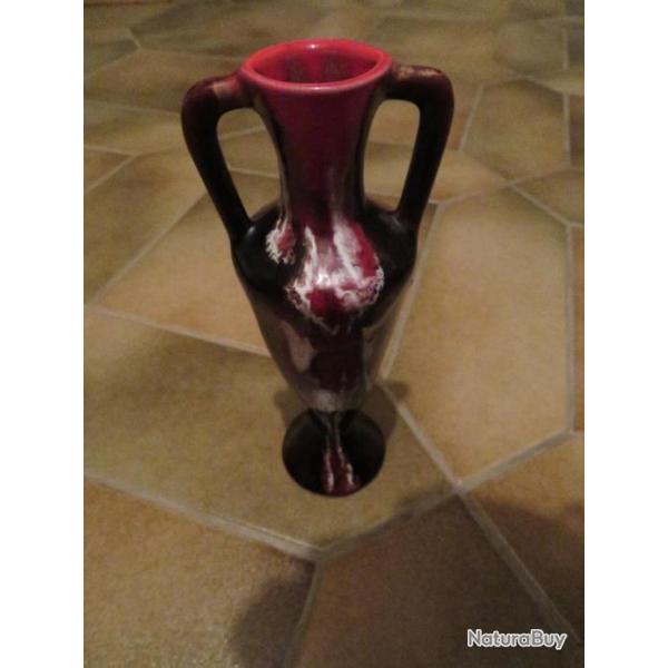 SUPERBE & �l�gant vase ancien de "style Vallauris" en c�ramique �maill�e - (Epoque XX�me)