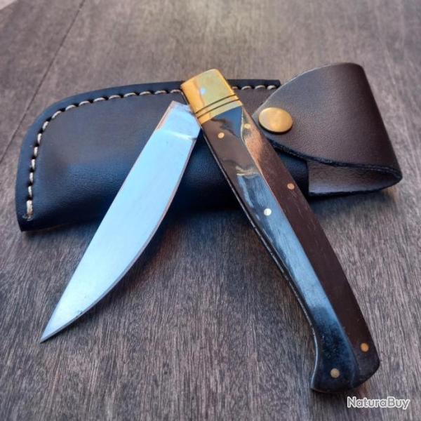 Tr�s Grand Couteau Italien Manche en Corne avec �tui