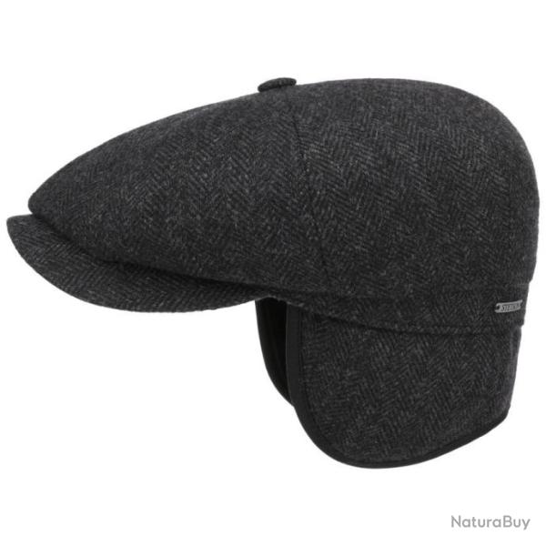 Casquette Hatteras Herringbone Ear Flaps Wool noir gris Stetson