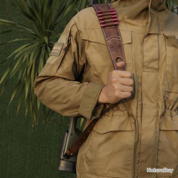 Bretelle sangle en cuir pour carabine v�ritable avec trou pour le pouce