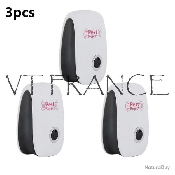 Prise Ultrasons Anti Moustique Insecte Araignee Rat, Conditionnement: 3PCS