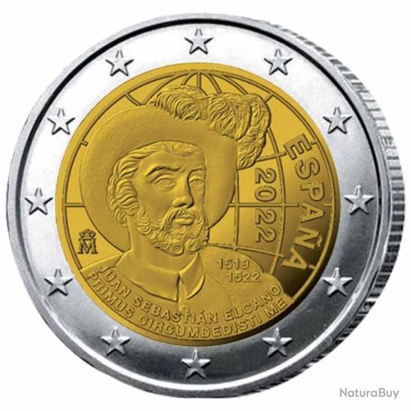 NEUVE 2 EUROS 2022 ESPAGNE 500 ans  du premier tour du monde � la voile avec Juan Sebasti�n Elcano