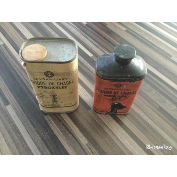 2 bidon ancien poudre de chasse