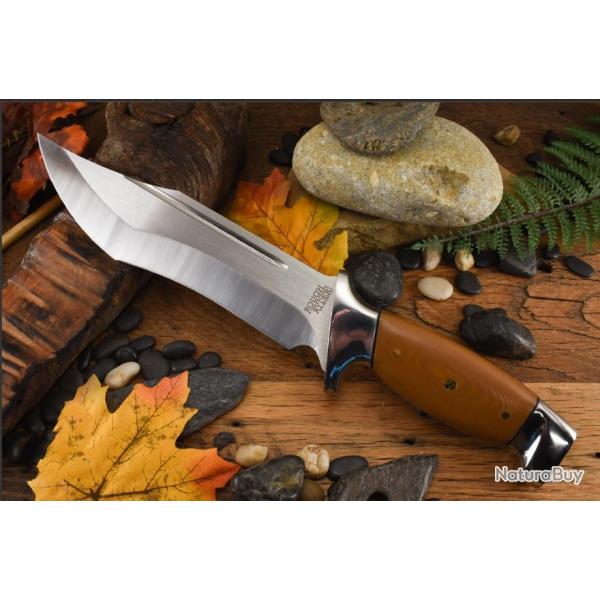 Couteau Bowie Alamo Rough Ryder Brown Manche G10 Lame Acier 440 Etui Nylon Rough Rider RR2317