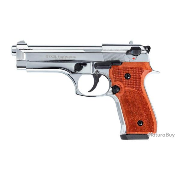 PISTOLET A BLANC EKOL FIRAT MAGNUM CHROME CROSSE BOIS 9MM PAK
