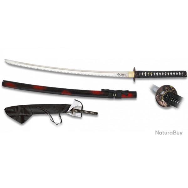 KATANA  Imprial  noir et rouge Lame Tremp