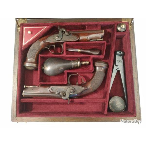 Coffret Pistolets duel Officier Franais demi Aron 1er Empire Napoleon 1er