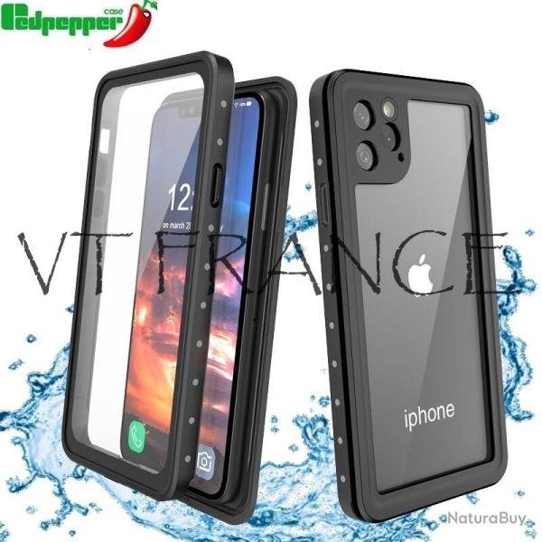 RedPepper Coque Etanche Anti Choc pour iPhone, Couleur: Noir, Smartphone: iPhone 14