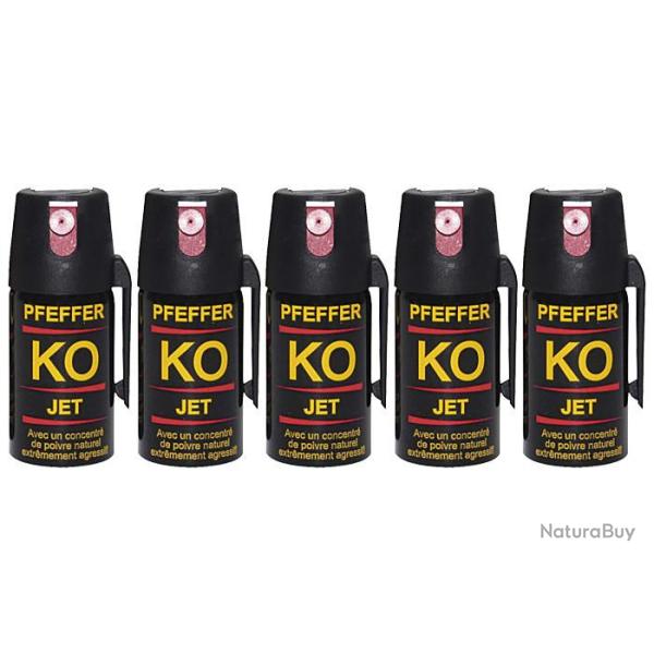 LOT 5 BOMBES LACRYMOGENES GEL POIVRE KO 40 ML