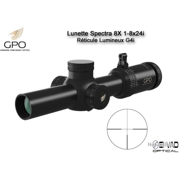 Lunette Chasse GPO SPECTRA 8X 1-8x24i  - R�ticule Lumineux G4i par Fibre Optique