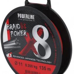 TRESSE BRAID POWER ROUGE 8 BRINS 135M 0.17mm-28lbs
