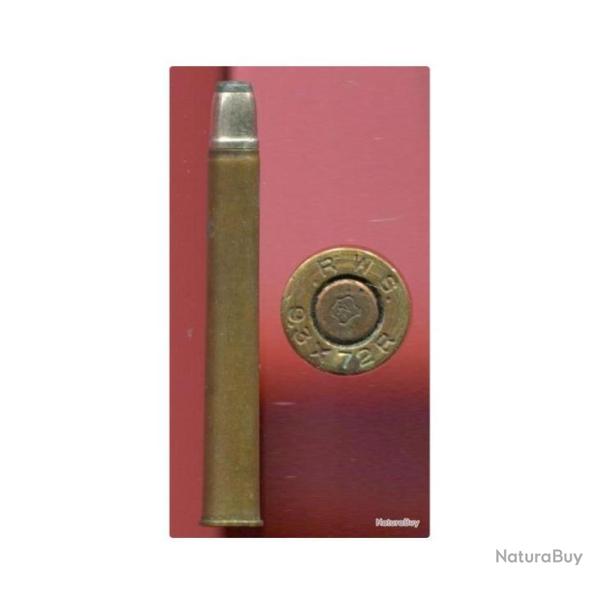 9.3 x 72 R - RWS - balle nickel bout plomb plat - grosse amorce cuivre