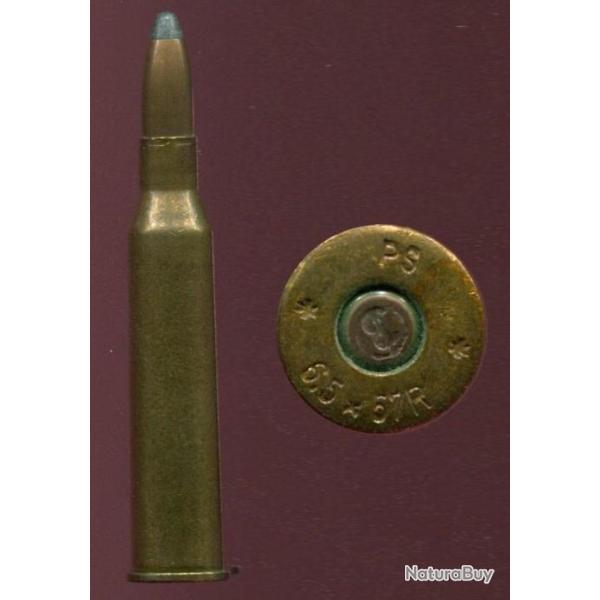 6.5 x 57 R - PS - courte balle cuivre pointe plomb