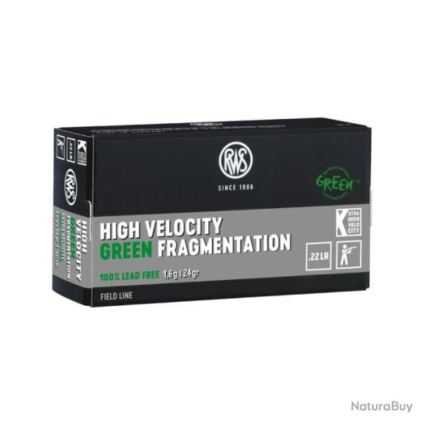 Cartouches RWS Green Fragm - Cal. 22 LR HV - 1.6 g / 24