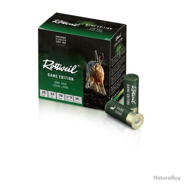 Cartouches Rottweil Game Edition Li�vre Cal. 12/70 - 3 / 36 g