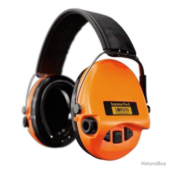 Casque Sordin Supreme Pro X cuir Noir - Orange