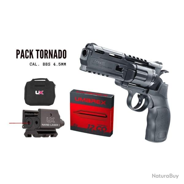 Pack UX Tornado CO2 Cal.BB/4.5MM + laser, fourreau et CO2