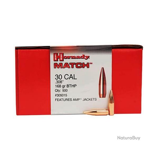 500 ogives HORNADY BTHP  Cal 30  .308"  168 grains