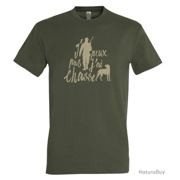 T Shirt Bartavel Kaki J peux pas j ai chasse promo!