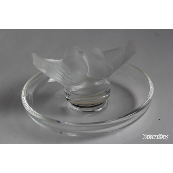 LALIQUE Baguier cristal Deux colombes Oiseaux