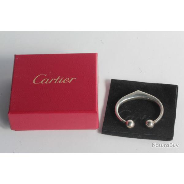 CARTIER Porte-clefs forme C argent Key holder
